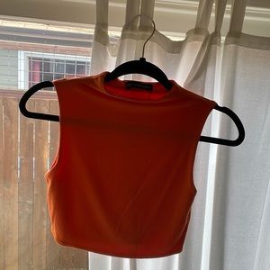 Naked Wardrobe stretch crop top in orange size M